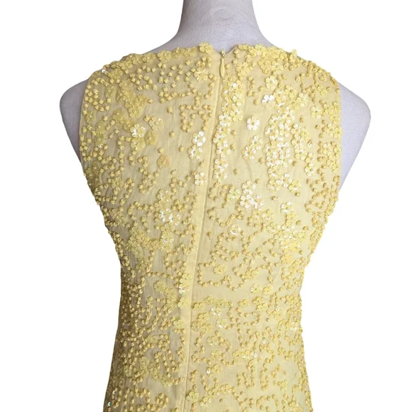 French Connection Beaded Yellow Cocktail Dress Size 2 - Picture 8 of 13